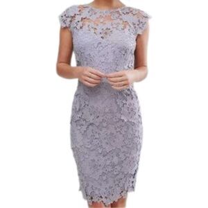 Paper Dolls Lavender Lace Sheath Dress Womens 10 Romantic Coquette Wedding Guest
